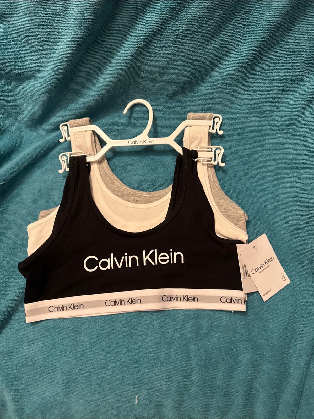 Calvin Klein 3-Pack Bralettes - Black, White, Gray